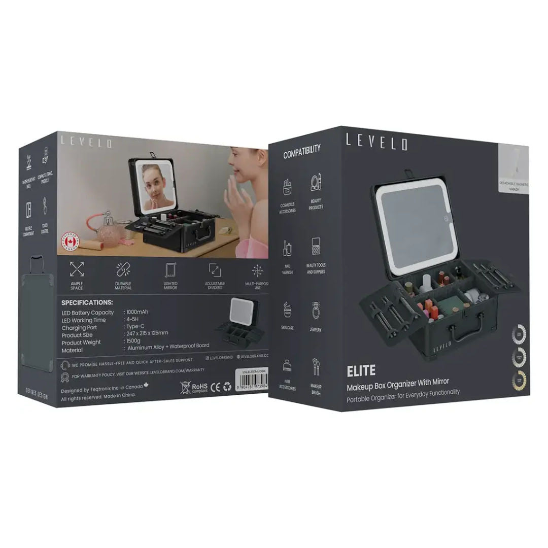 Levelo Elite Makeup Box Organizer With Mirror
