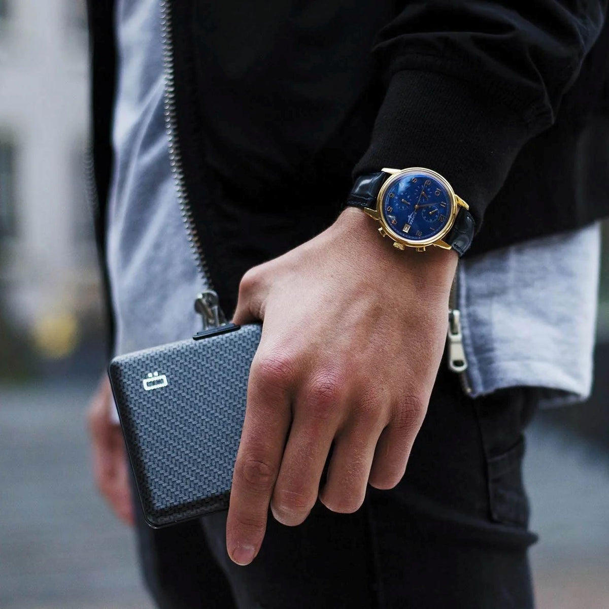 Ogon Aluminum Wallet Large Case V1, Carbon Print