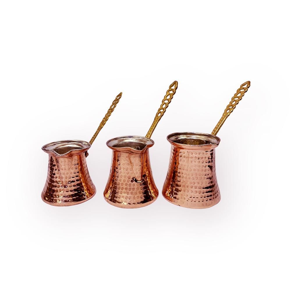 3 Pieces Copper Coffee Pot Set Turkish Coffee Handmade Craftsmanship