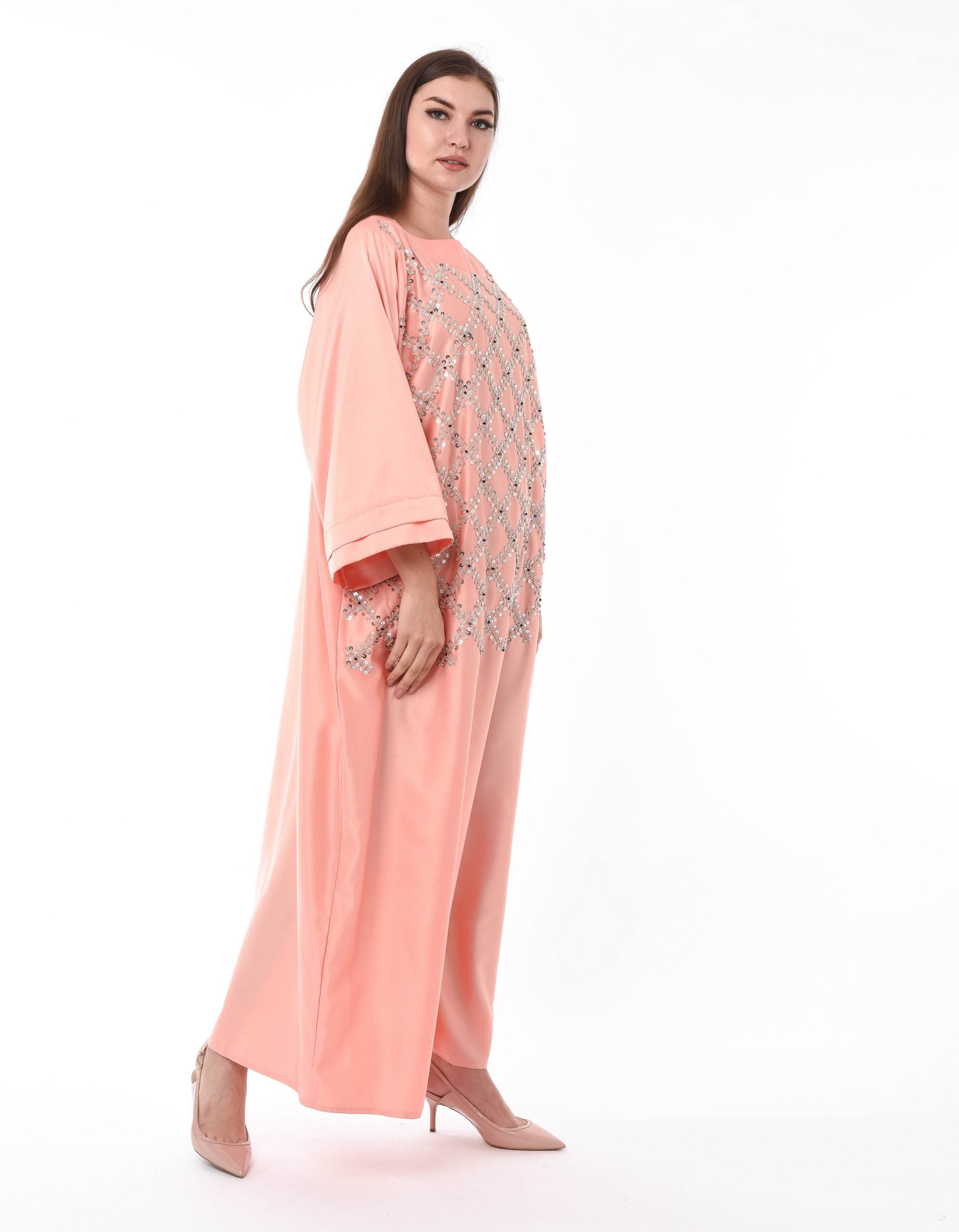 MOiSTREET Orange Kaftan with Hand Embroidery