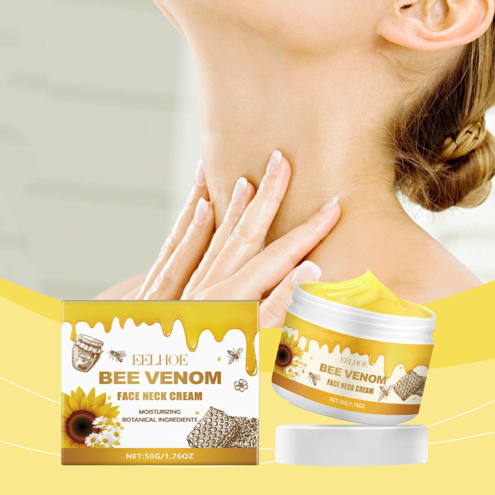 Bee Venom Neck Care Cream, Anti-Wrinkle, Hydrating, Skin Rejuvenation ,50g