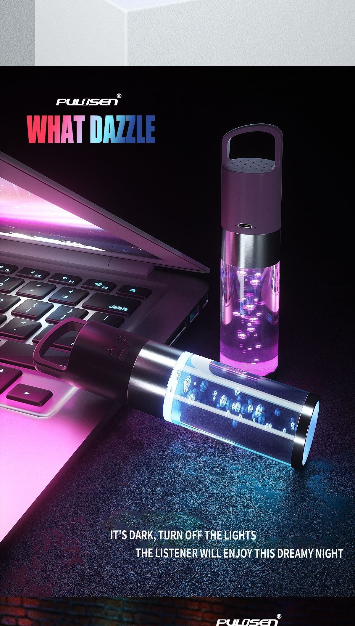PTH20 Crystal Bluetooth Speaker Wireless Portable Colorful Night Light Speaker