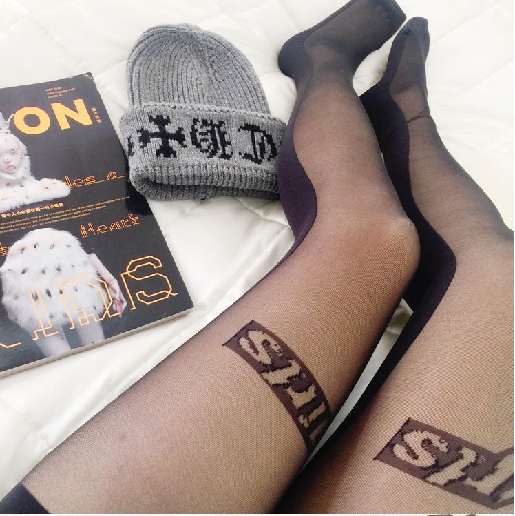 Letter Stockings Ultra Thin Panty Socks Women Sexy Fashion Party Pantyhose