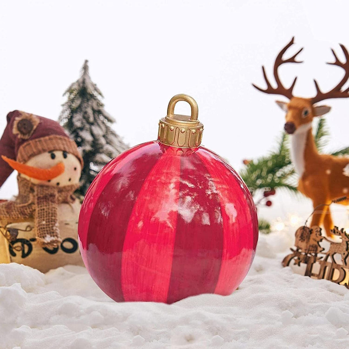 23.6 Inch Christmas Inflatable Decorated Ball Xmas Outdoor Ornament Holiday Decoration
