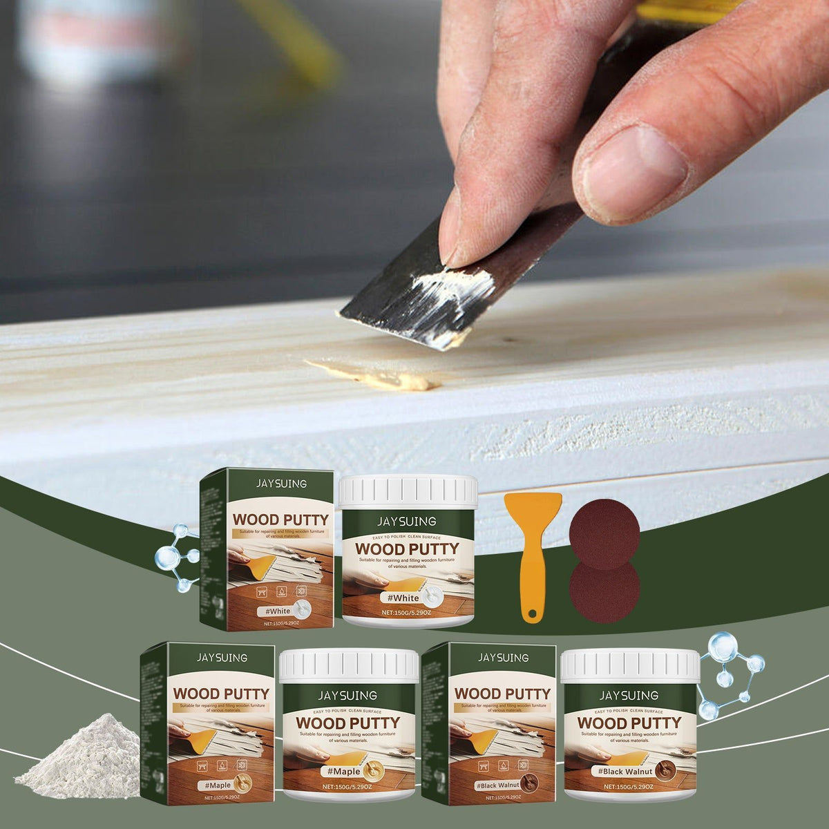 Premium Wood Putty, Crack Filler, Furniture Repair, Multi-Purpose, Easy to Use ,150g