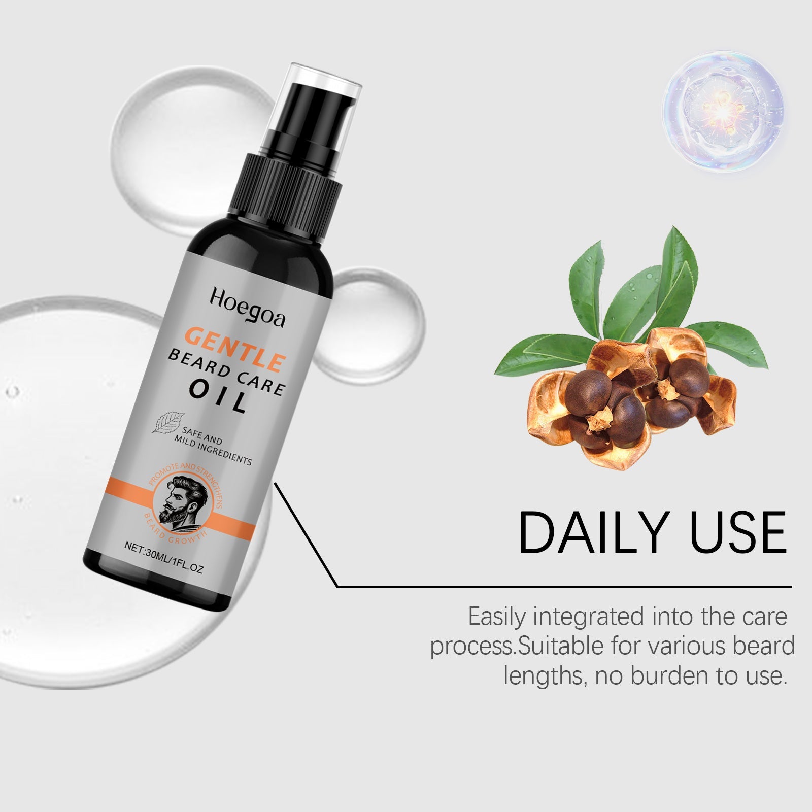 Beard Care Oil, Nourish & Soften Dry Beard, Hydrate & Moisturize ,30ml
