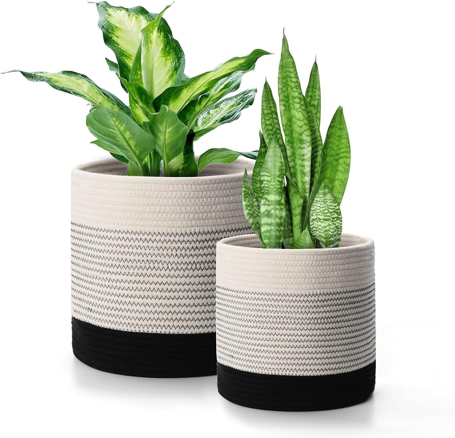 Mini Woven Jute Cotton Rope Plant Storage Basket for Home