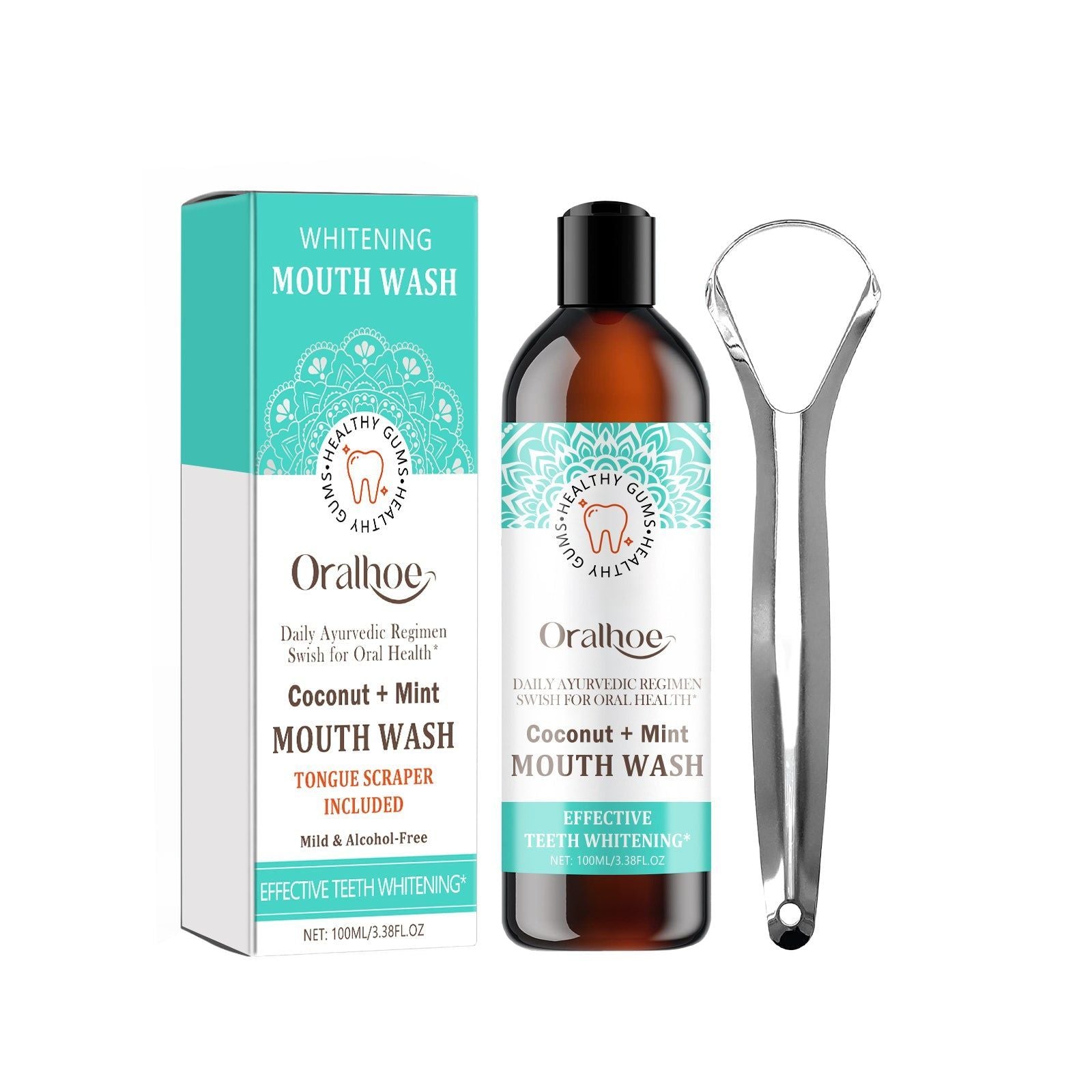 Coconut Mint Mouth Wash, Natural Oral Cleaning, Fresh Breath, Whitening Teeth ,1set