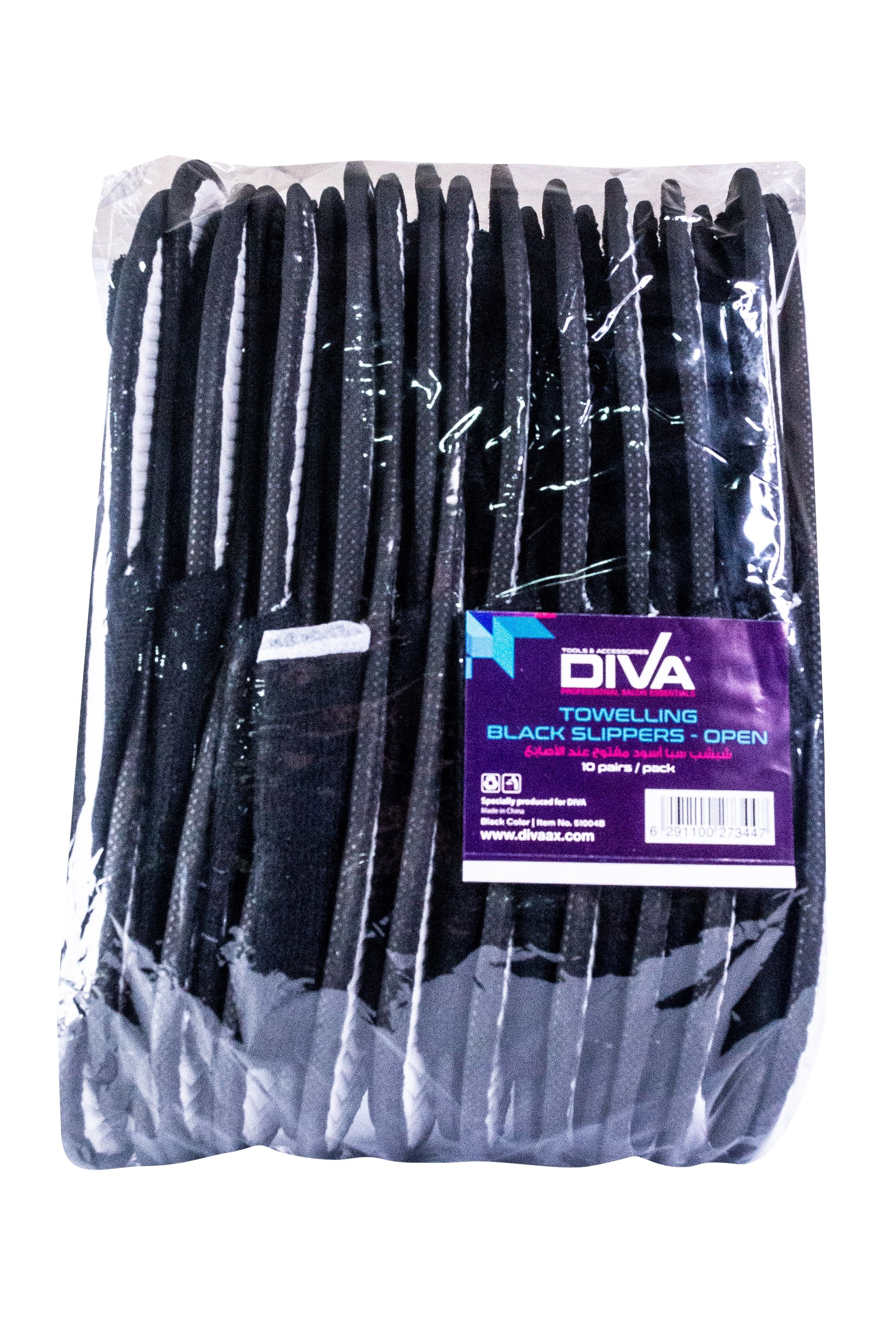 Diva Disposable Slippers Towelling Open, 10pcs/Pack