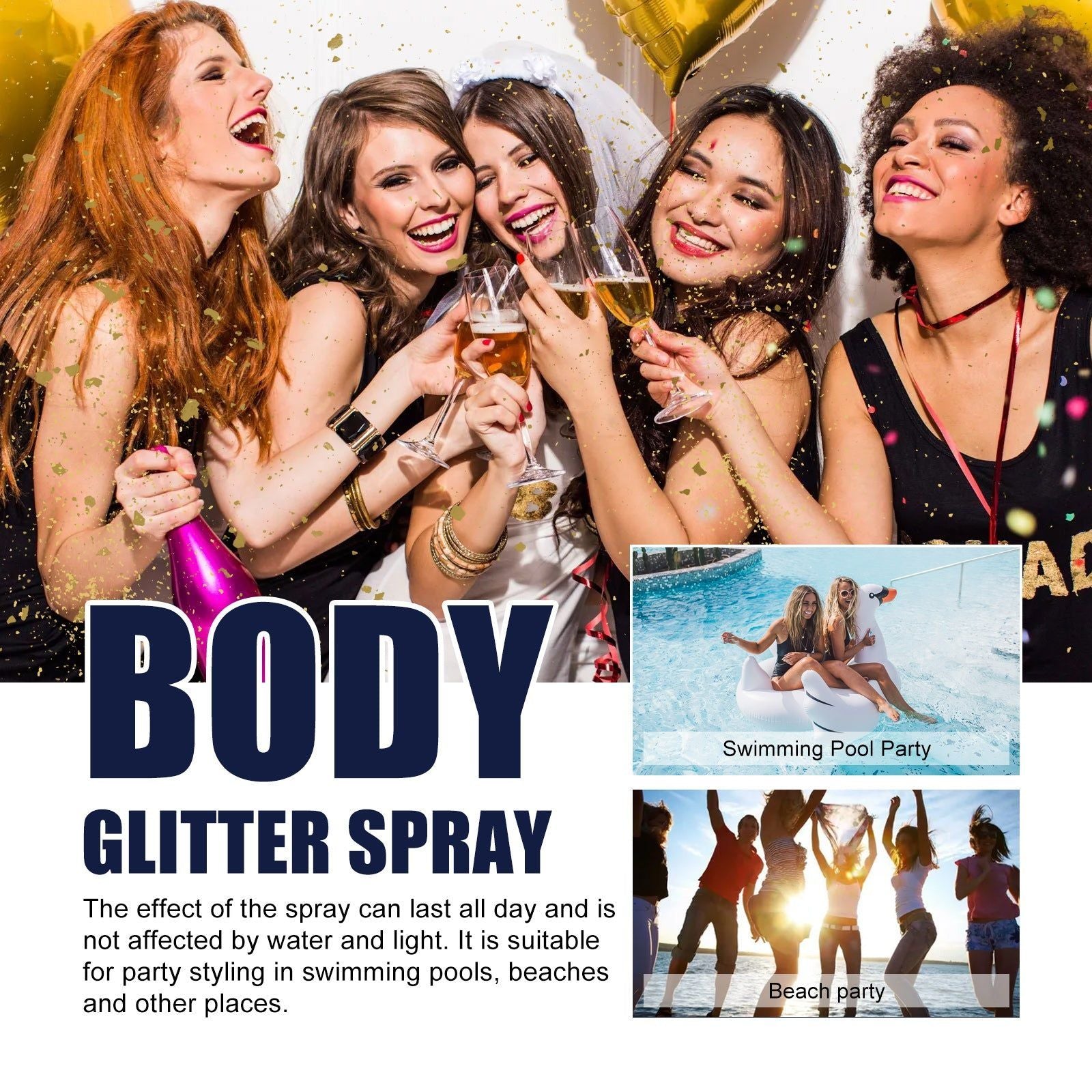 بخاخ اللمعان للجسم، هايلايتر «Party Glow»، لبشرة وشعر متألقين، 60 مل