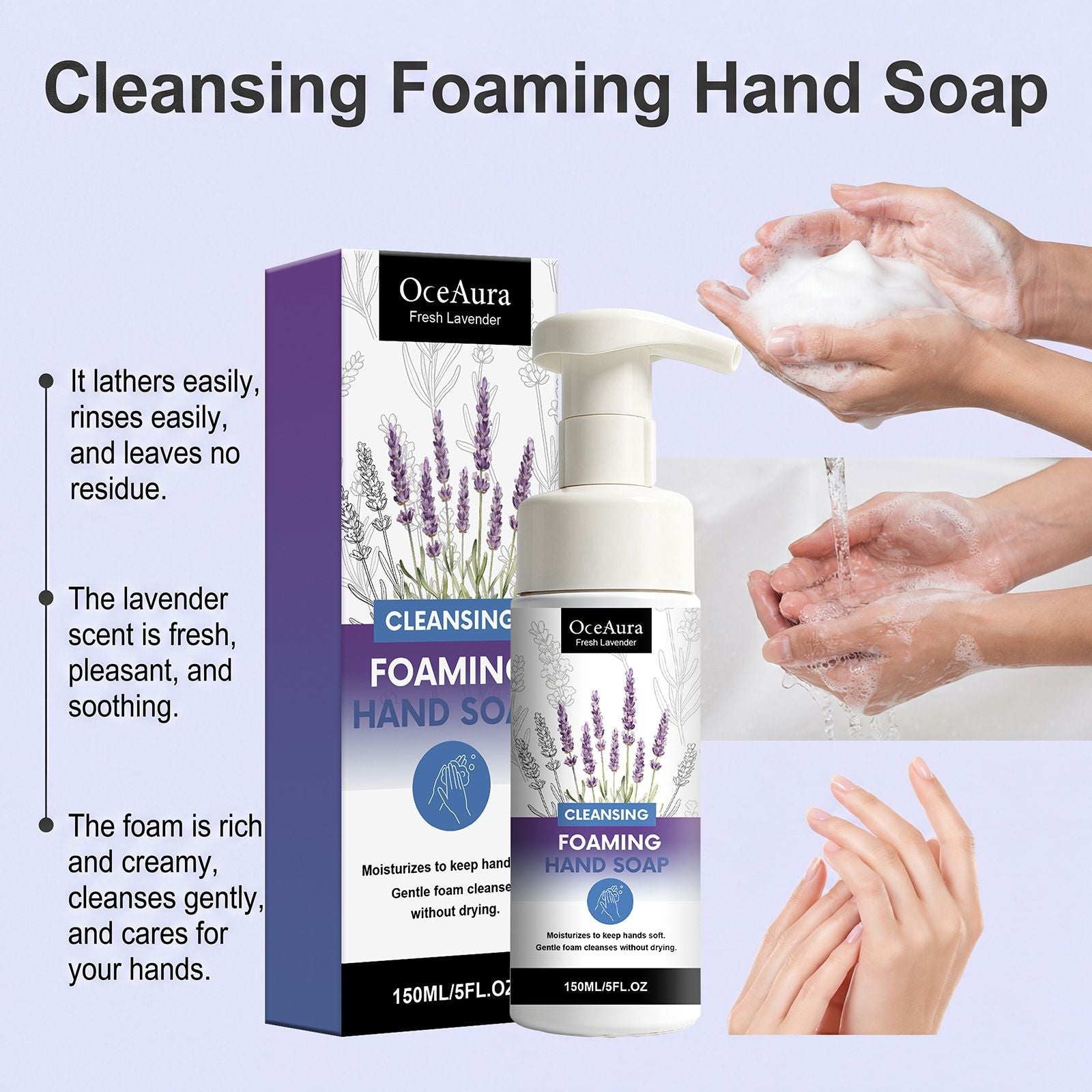 Lavender Foaming Hand Soap Gentle Clean 150ml
