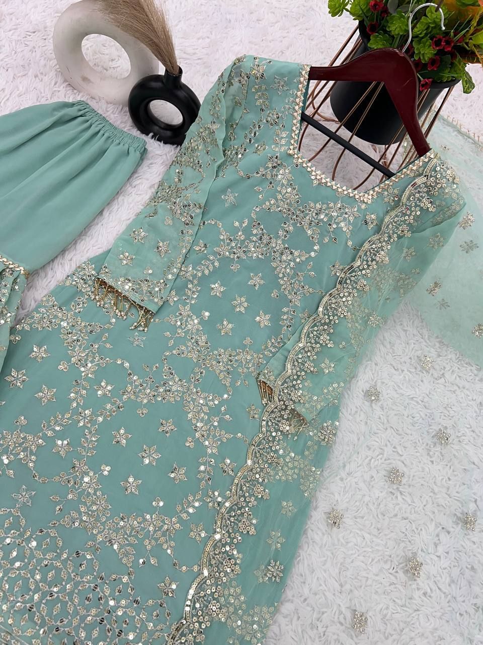 Fab Zone Beautiful Party Wear Top-Bottom And Dupatta Set