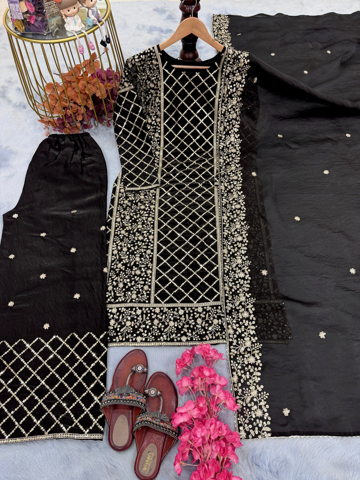 Fab Zone Top Plazzo and Dupatta Designer Party Wear Look
