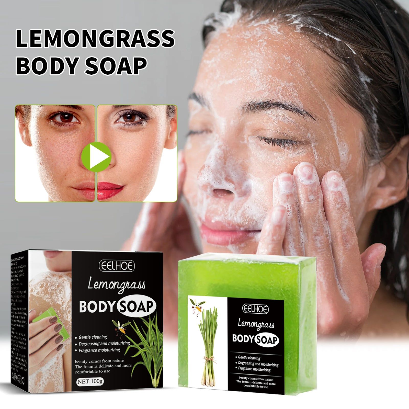 Brightening Hydrating Cleansing Soap, Easy Stain and Oil Removal, Refreshing Skin ,100g