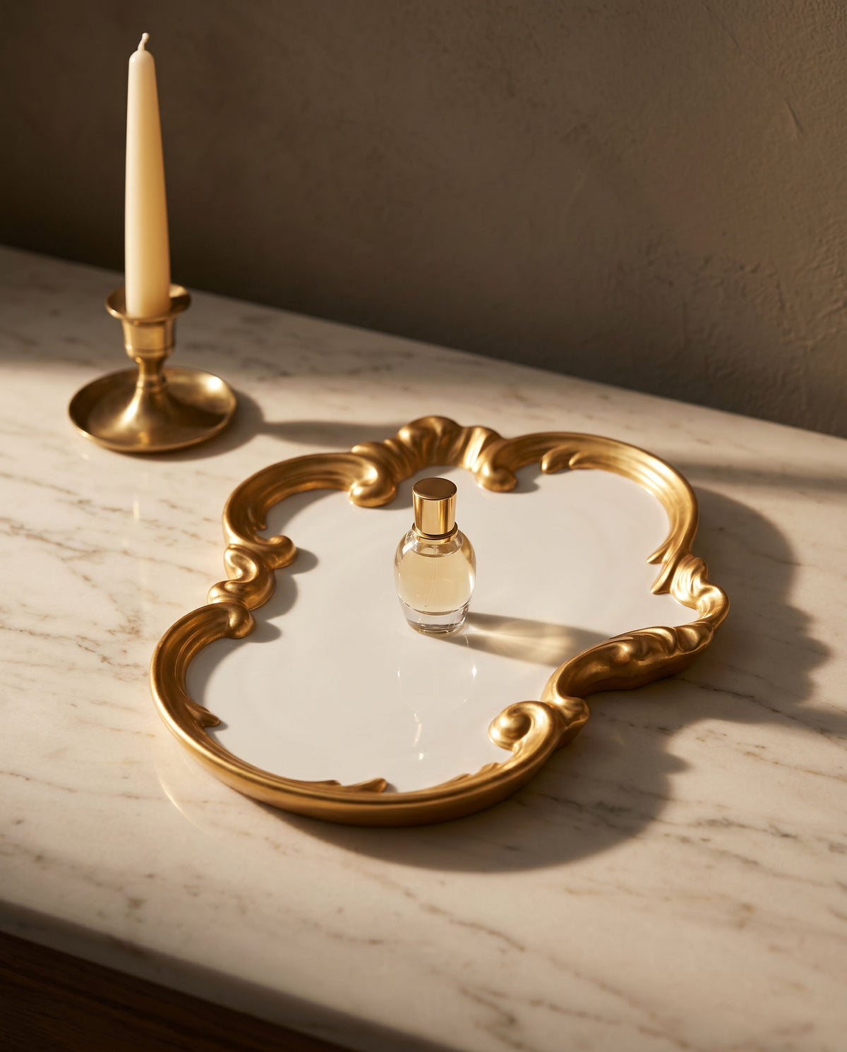 Antique Arch Baroque Gold-Framed Marble Serving Board – 20cm