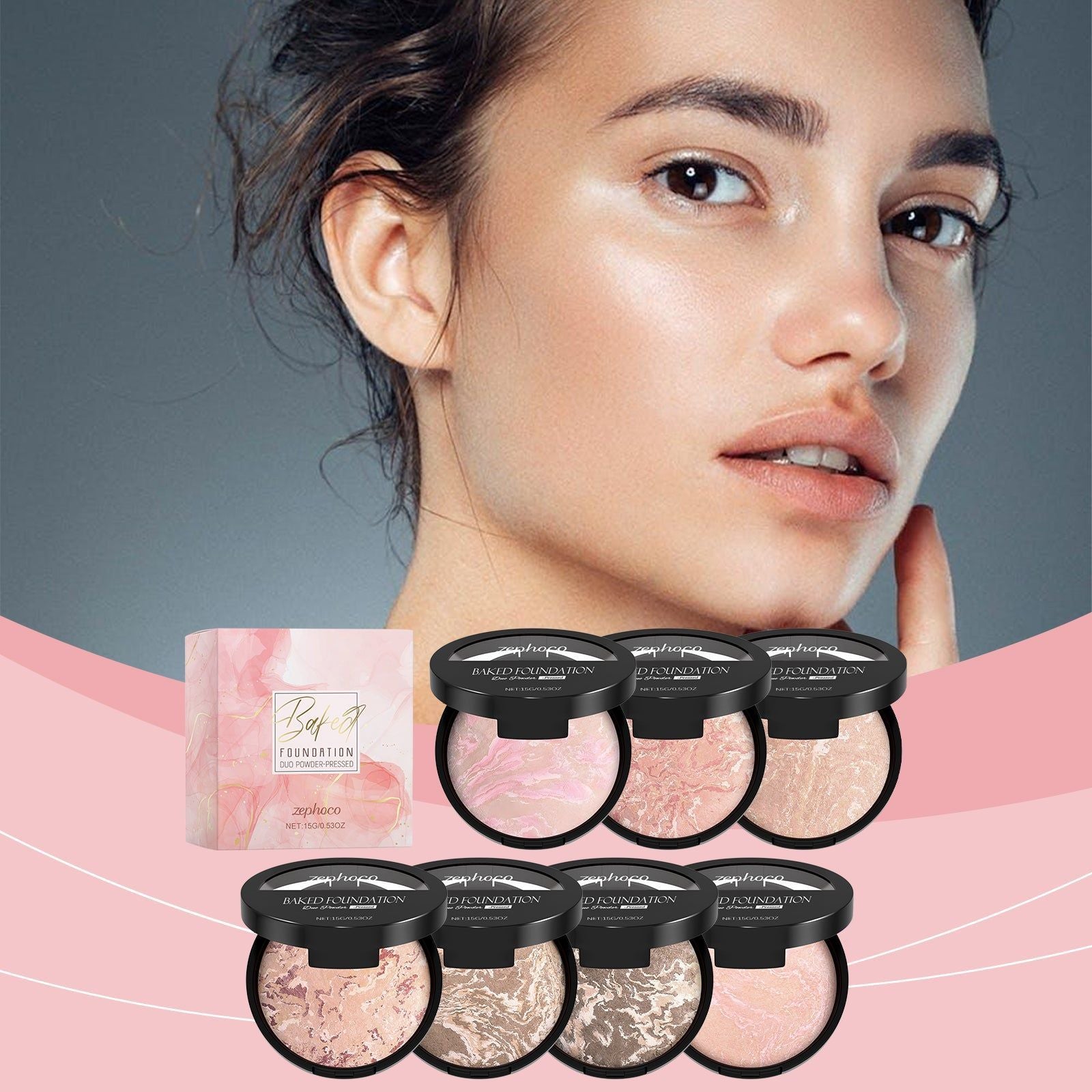 Concealer Powder Compact, Oil Control, Matte Finish, Portable Makeup, Flawless Look ,15g