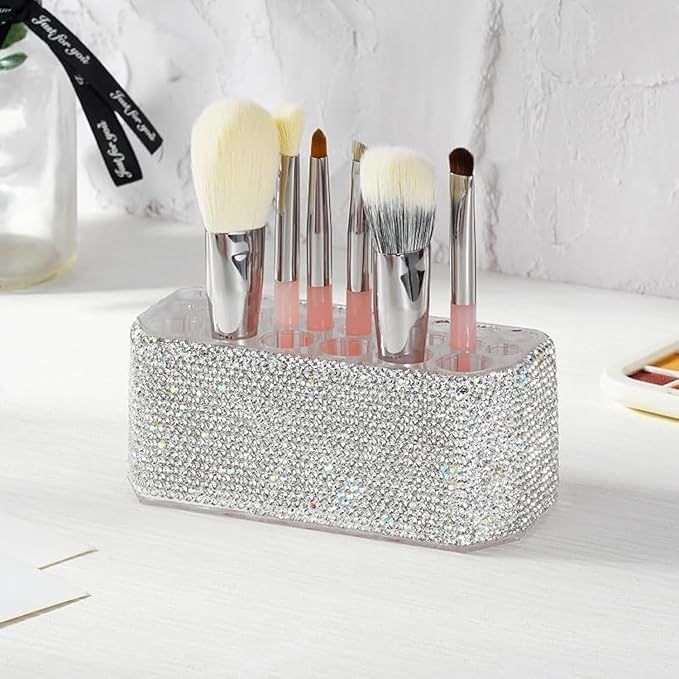 Rhinestone Makeup Brush Holder Pen Organizer Display Stand for Eyebrow Pencils