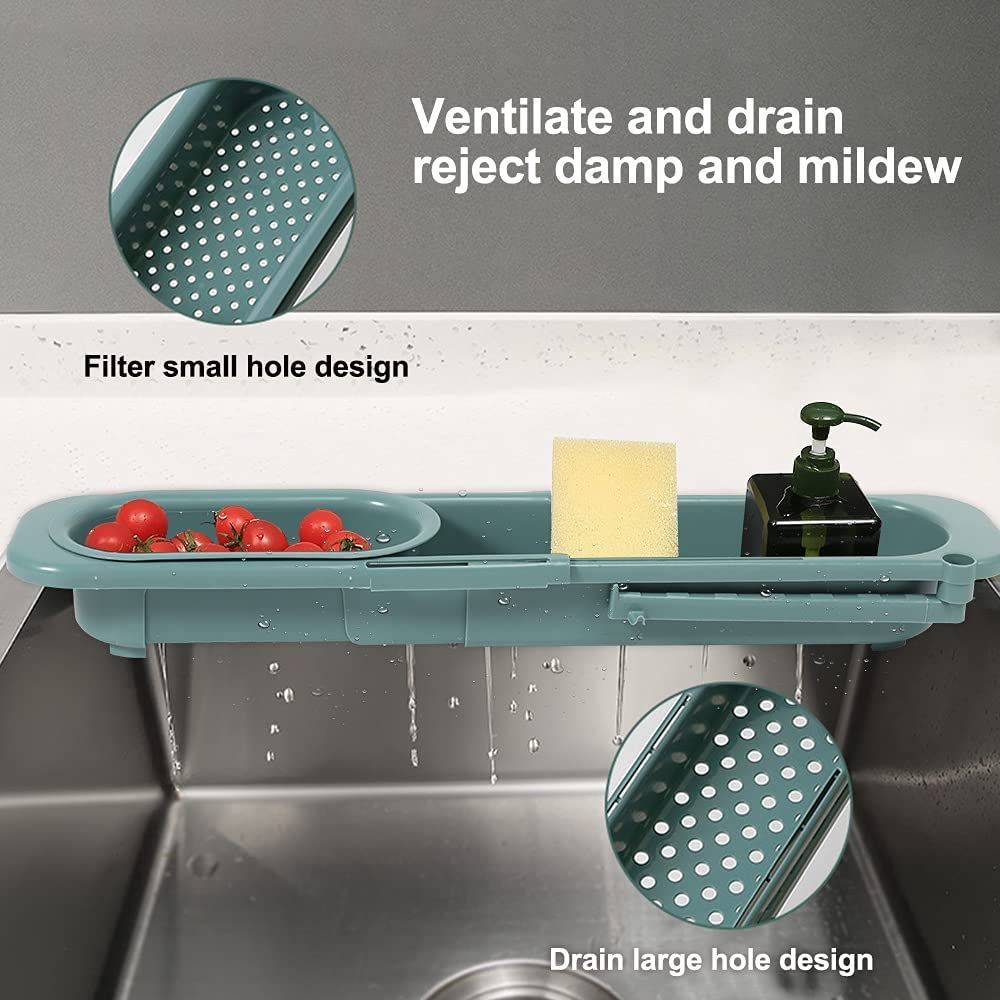 Kitchen Sink Holder Storage Basket Telescopic Drain Rack Dishwashing Filter Sponge Organizer