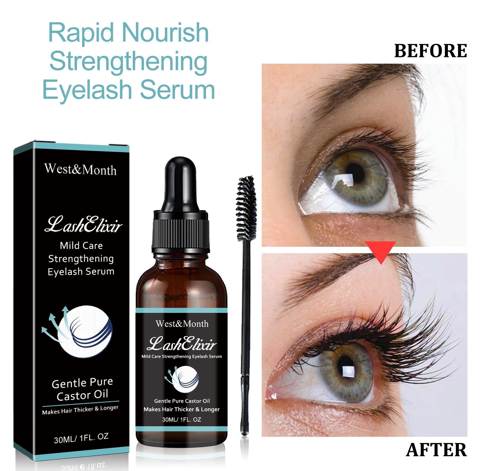 Eyelash Serum for Slender, Curled, Natural, Voluminous, Lash Growth ,30ml