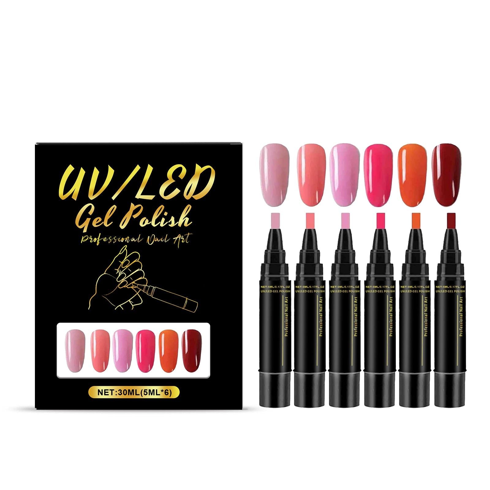 Create Stunning Nail Art with Multi-Color Gel Pen Set, Easy DIY Manicure ,6pc