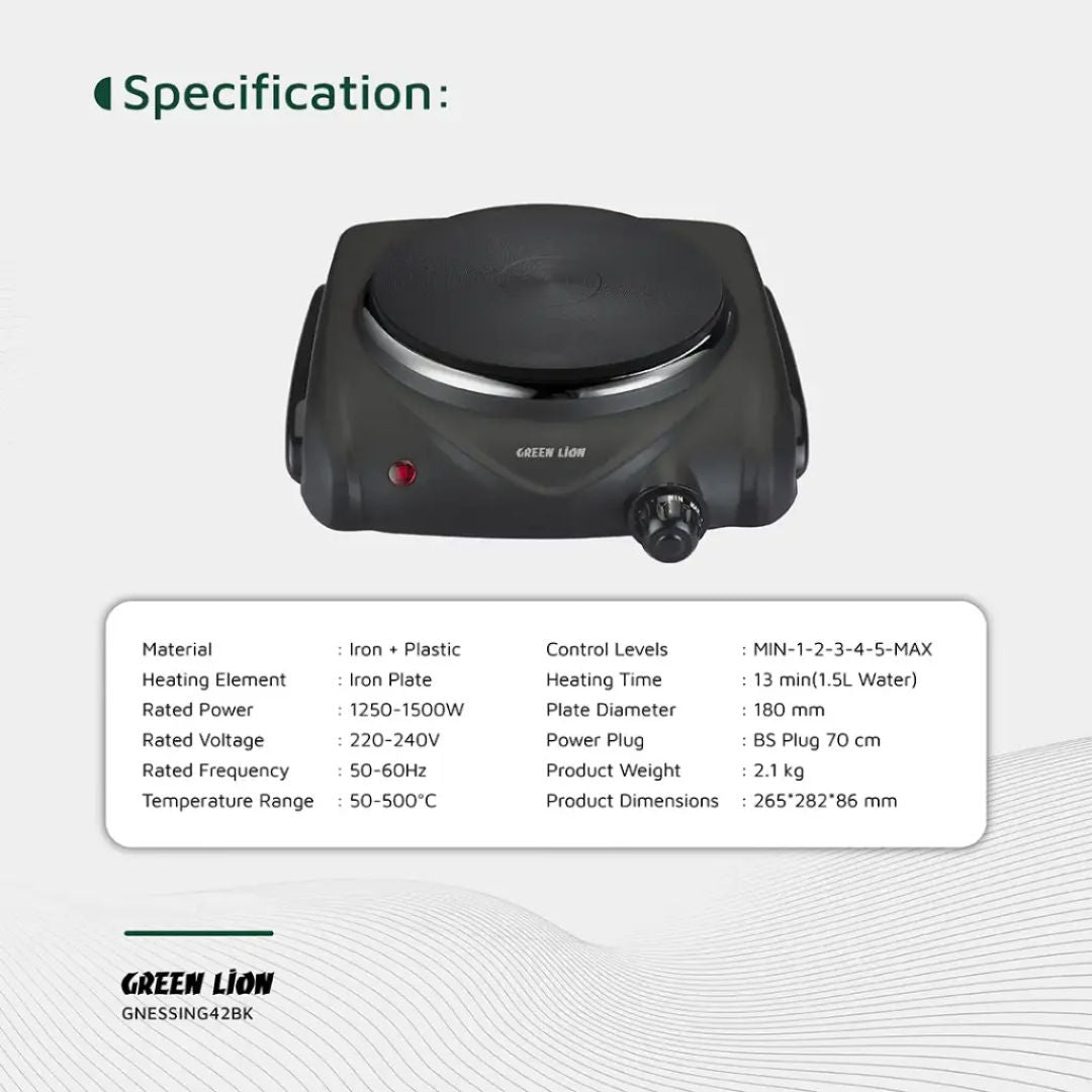 Green Lion Electric Stove, Black