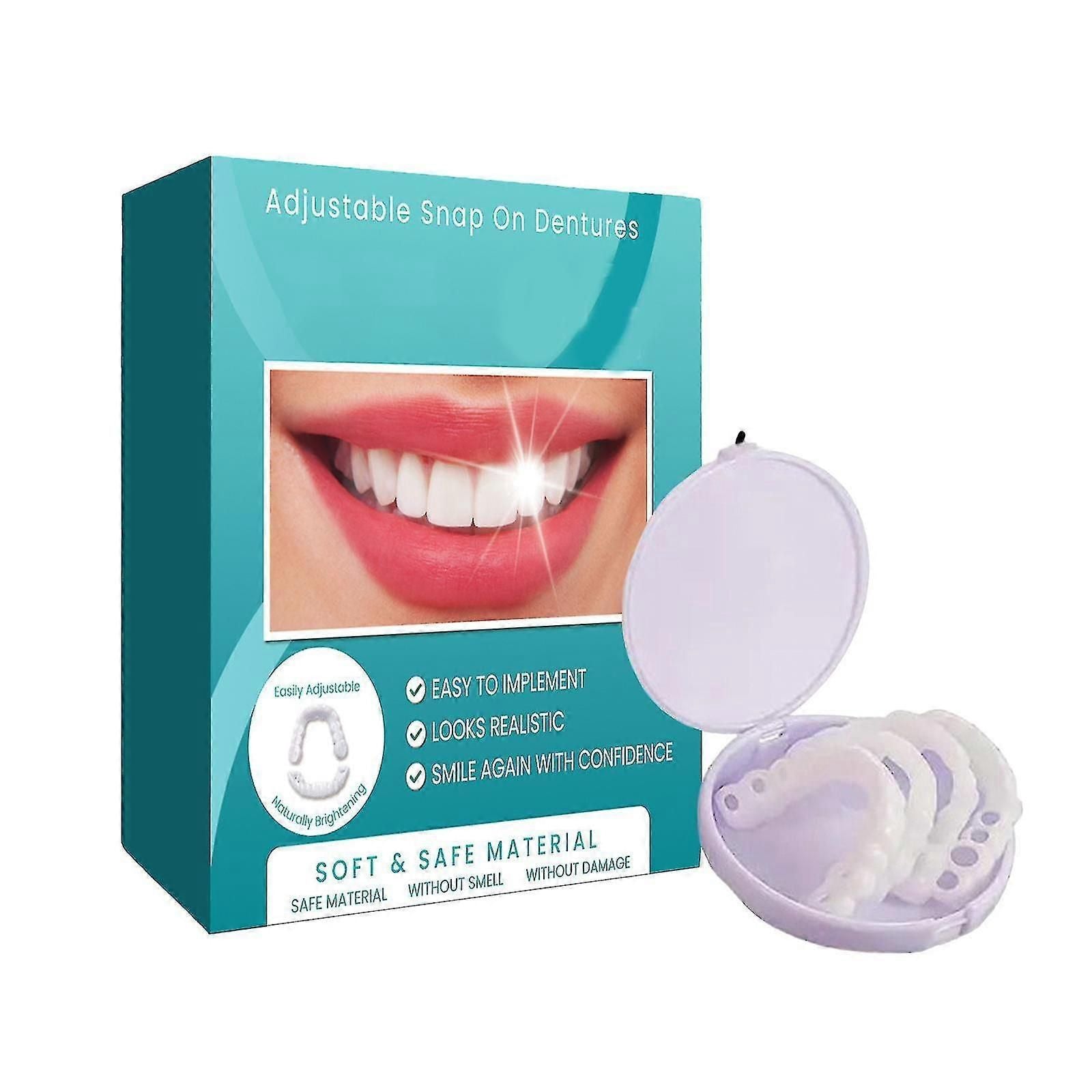 Adjustable Snap-on Dentures, Veneers Denture Braces Plus Denture Cases, Temporary Fillings Braces Interdental Fillings Straightening Dentures Kit zxin