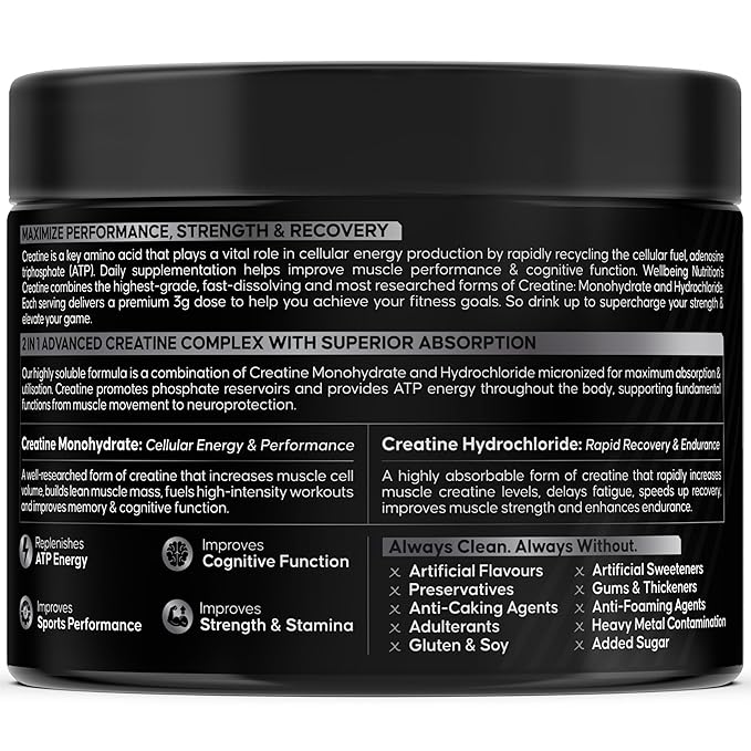 Wellbeing Nutrition Creatine Monohydrate+hcl Unflavored 100g