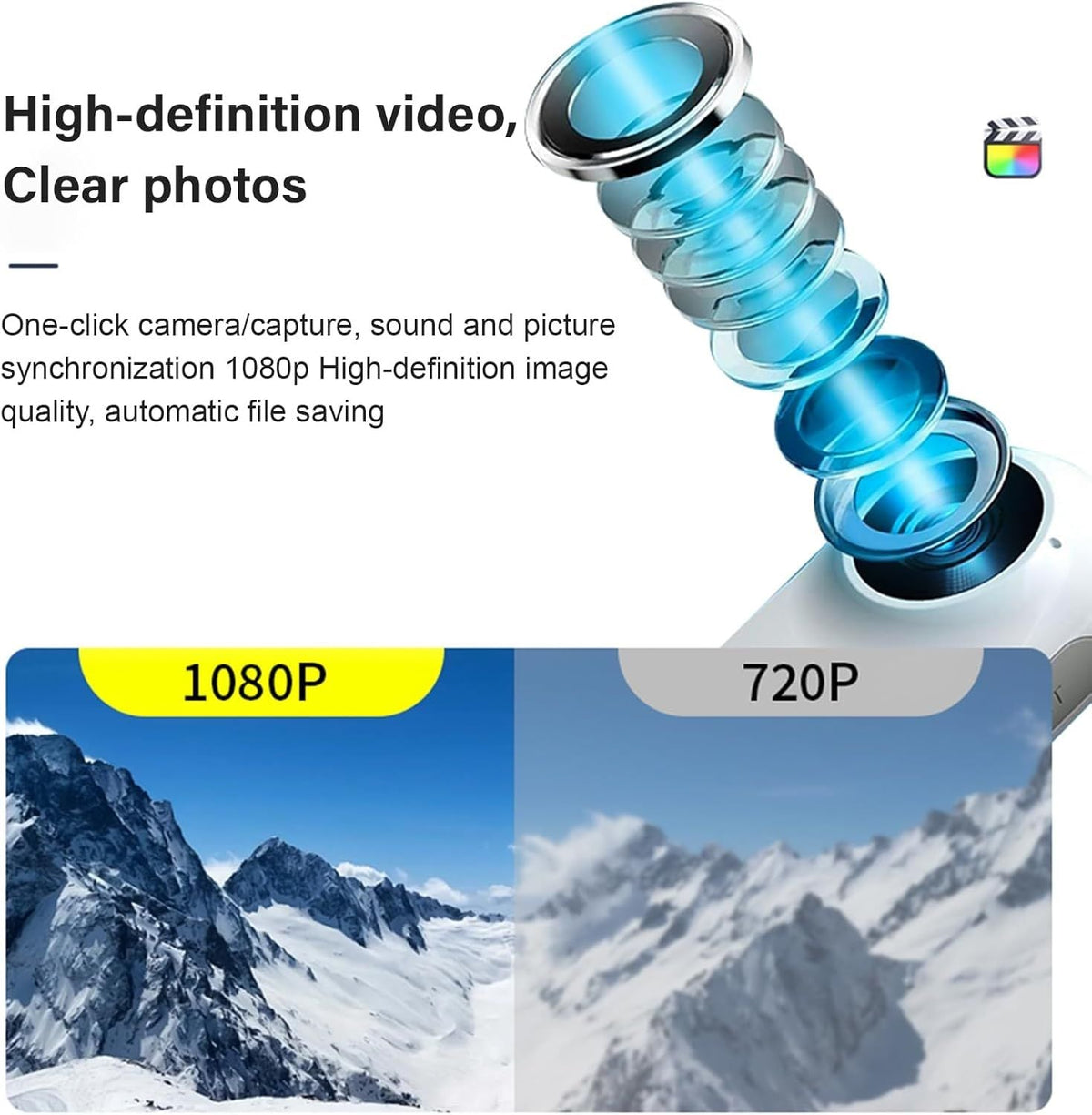 HD Mini Sports Camera Portable Magnetic Action Camera for Travel Cycling with 32GB TF Card