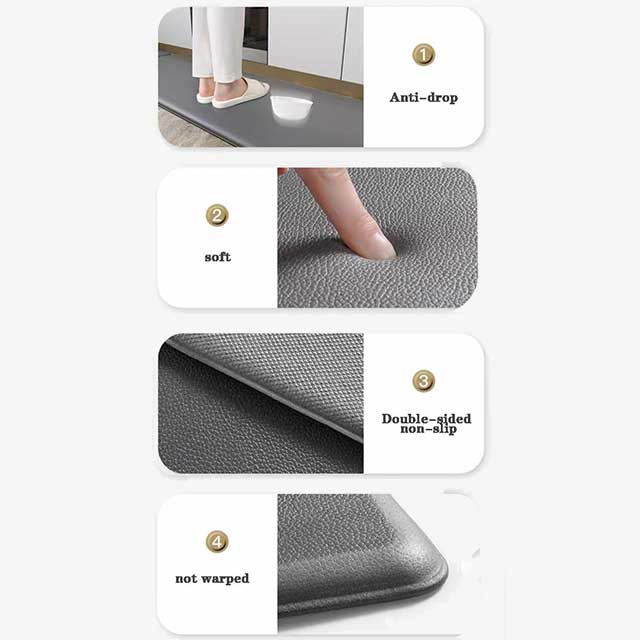 8mm Thickness Anti-Fatigue PVC Kitchen Mats 2Pcs/Set (45x75 + 45x180cm) - Waterproof, Washable Rectangular Floor Mats for Comfort and Durability