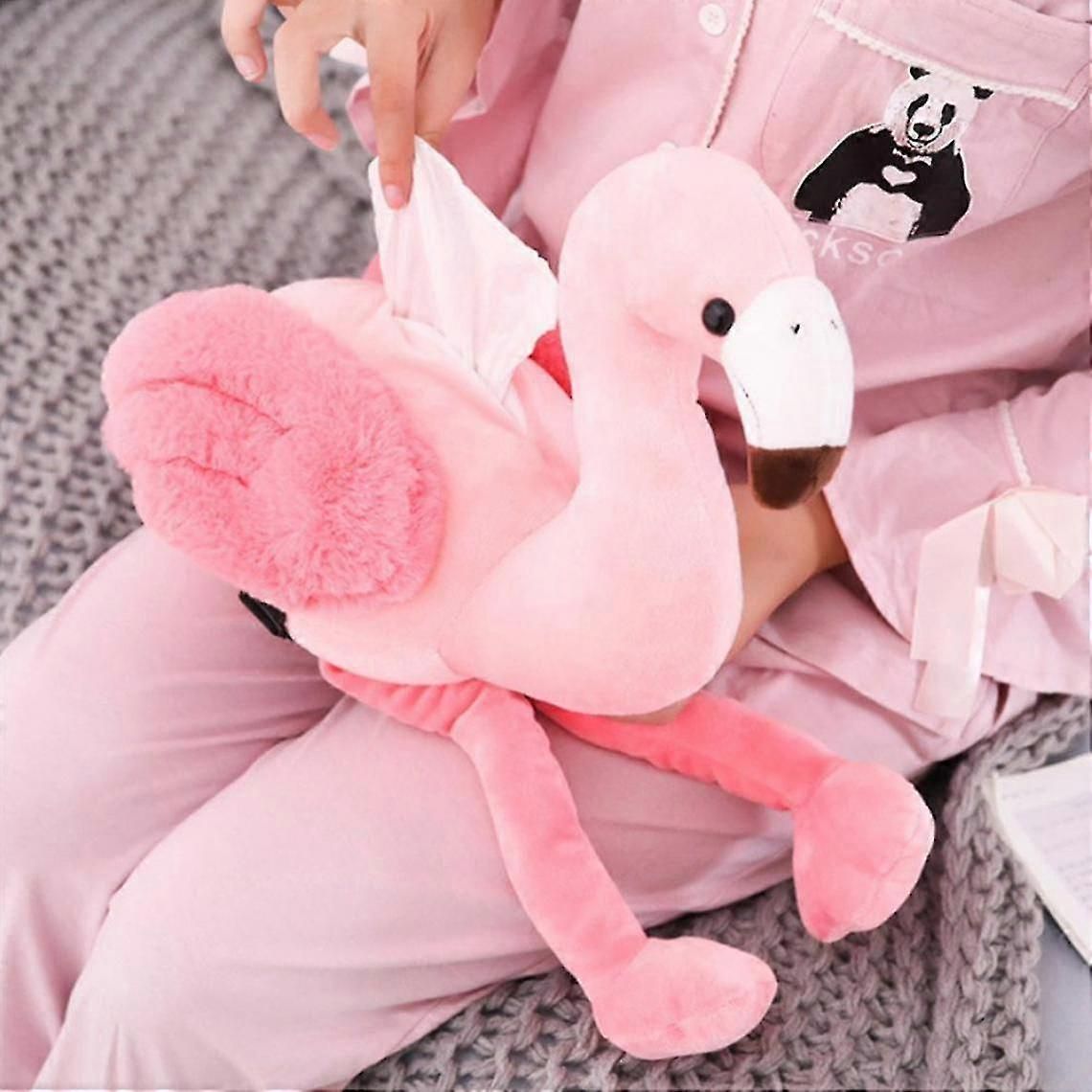 1pcs Pink Flamingo Paper Towel Box Cover Idea Trolley Armrest Organization Box Cute Plush Decoration Napkins Home Decoration | zxin