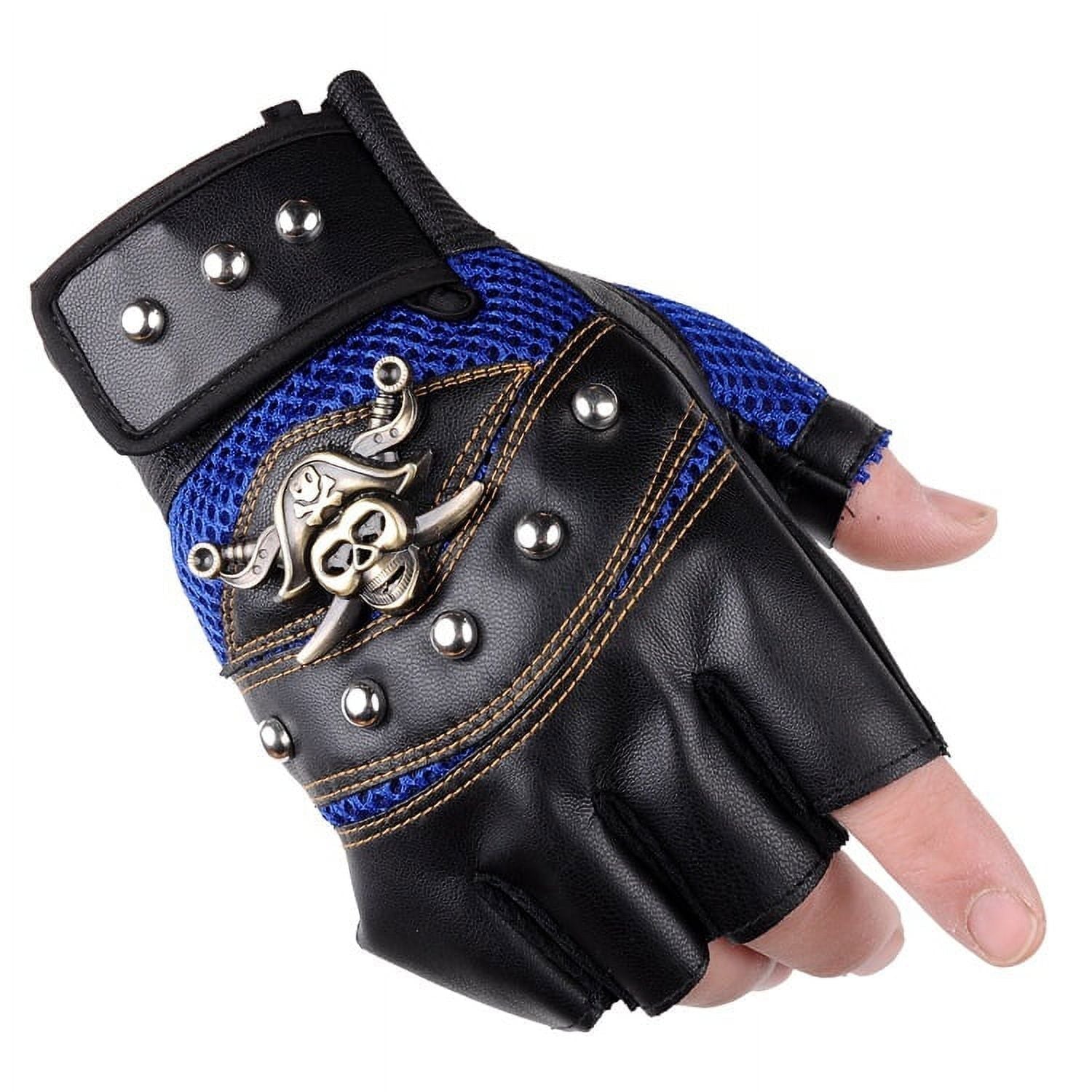 Men Motorcycle Riding Gloves Steampunk Gothic Gloves Vintage Fingerless Mittens