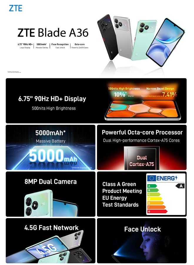 ZTE Blade A36 Dual SIM Nebula Black 4GB RAM 64GB