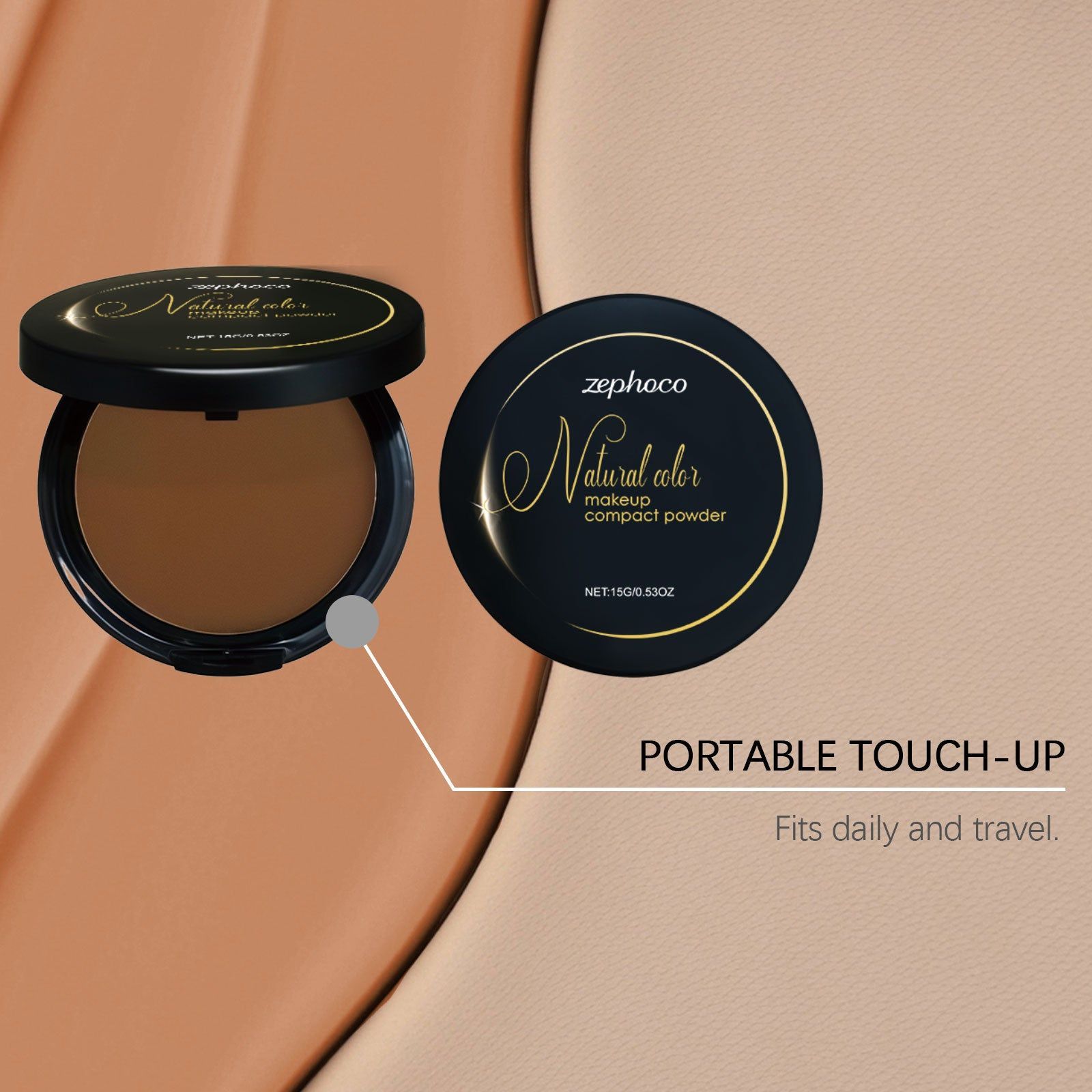 Dark-Toned Setting Powder Compact, Oil Control, Matte Finish, Long-Lasting ,15g