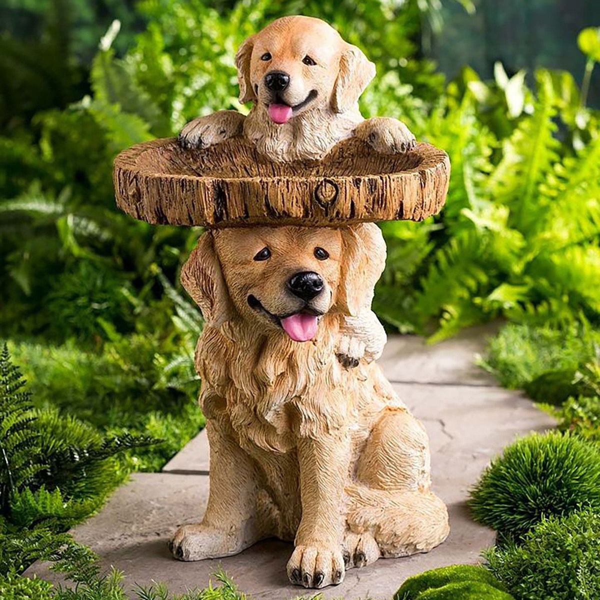 Bird Bath Feeders Bowl Garden Ornament Polyresin Handmade Decoration Outdoor