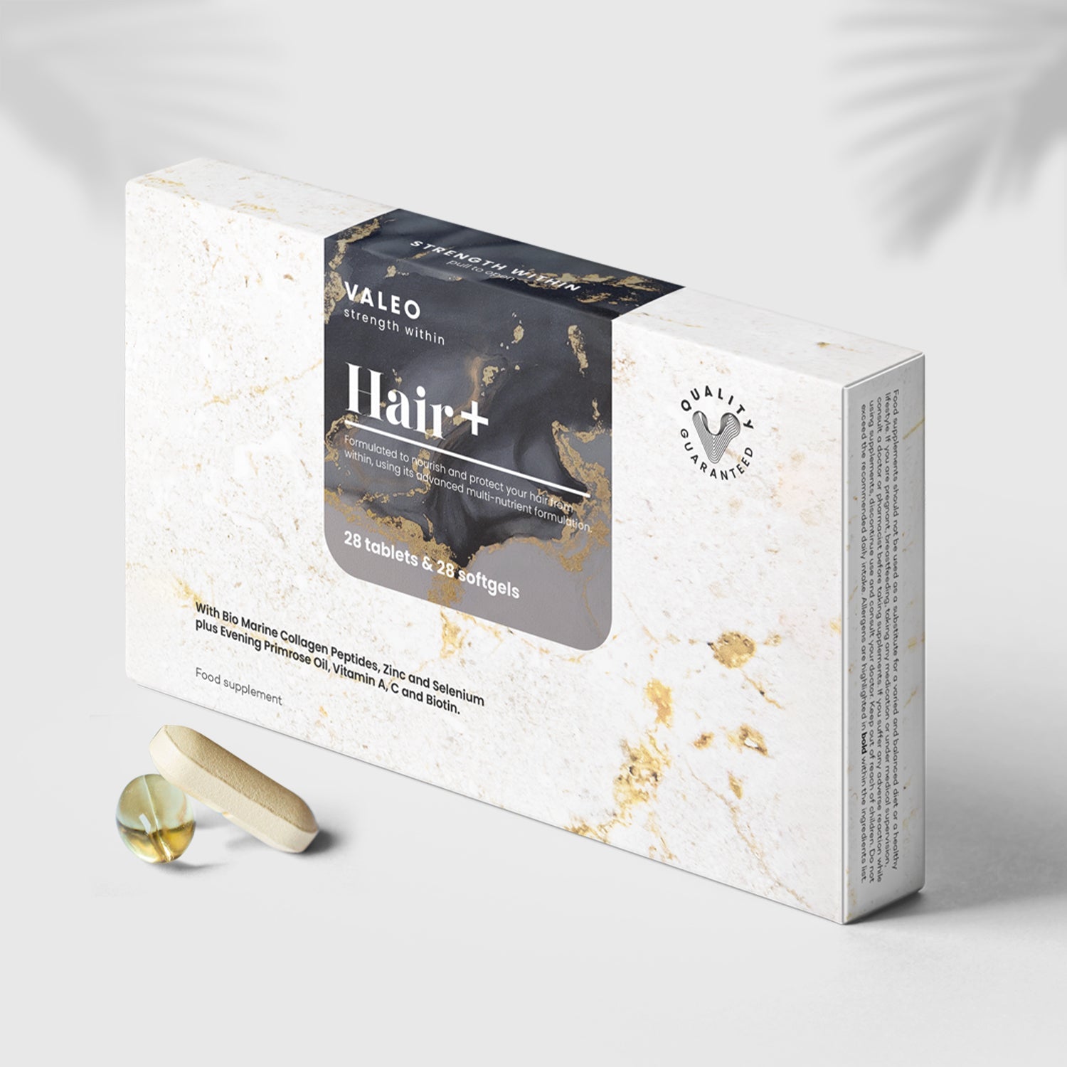 Valeo Hair+ for Lustrous & Thick Hair, 28 Tablets + 28 Softgels