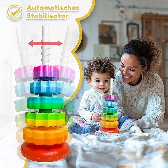 Montessori Rotating Rainbow Tower Toys Early Education Toys For Babies