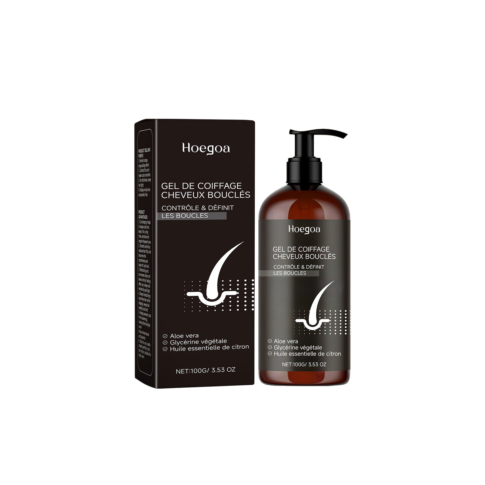Curly Hair Gel, Long-Lasting Permanent Setting, Frizz Control, Natural Shine ,100g