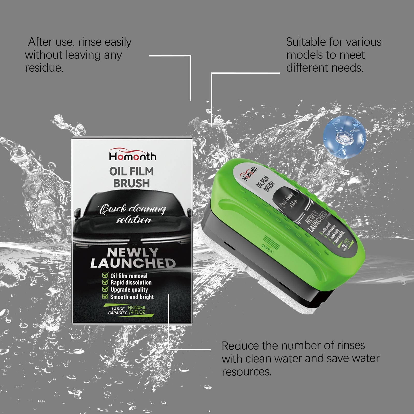 Car Oil Film Cleaner, Decontamination, Waterproofing, Rainproof Glass Brush ,120ml