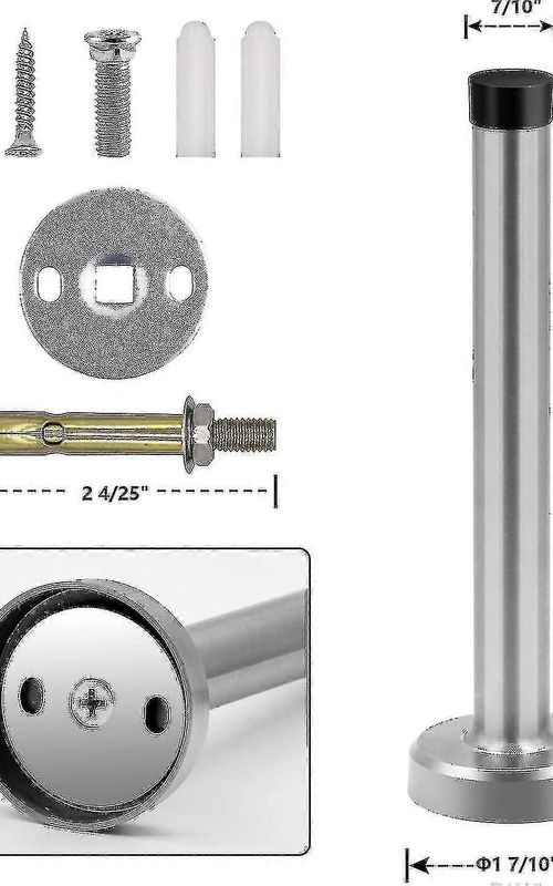Brushed Stainless Steel Wall Mount Door Stopper With Soft Rubber Bumper
