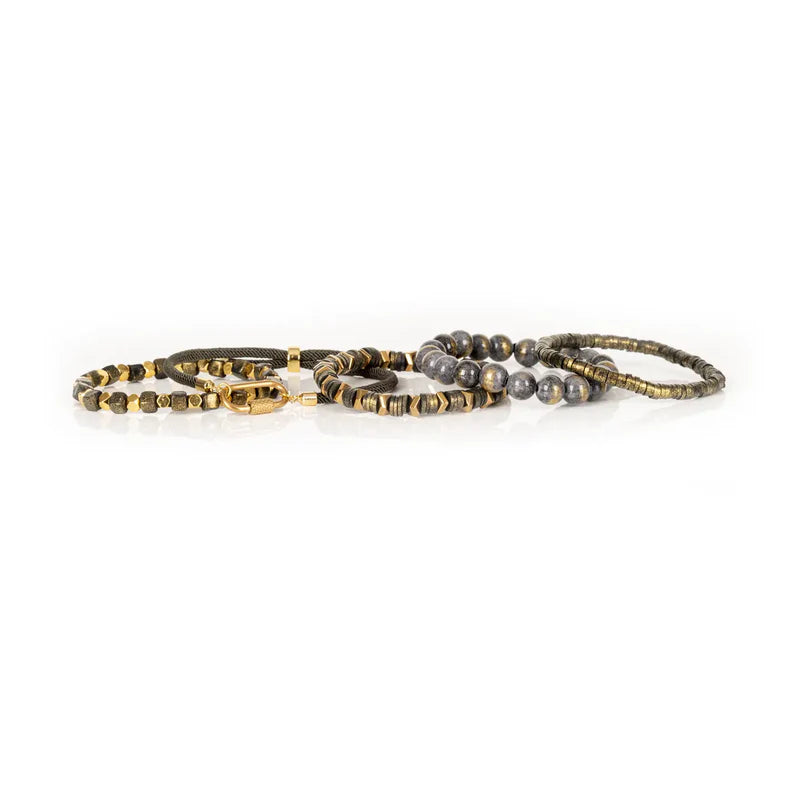The Dark Ash & Gold Authority Bead Stack Bracelet