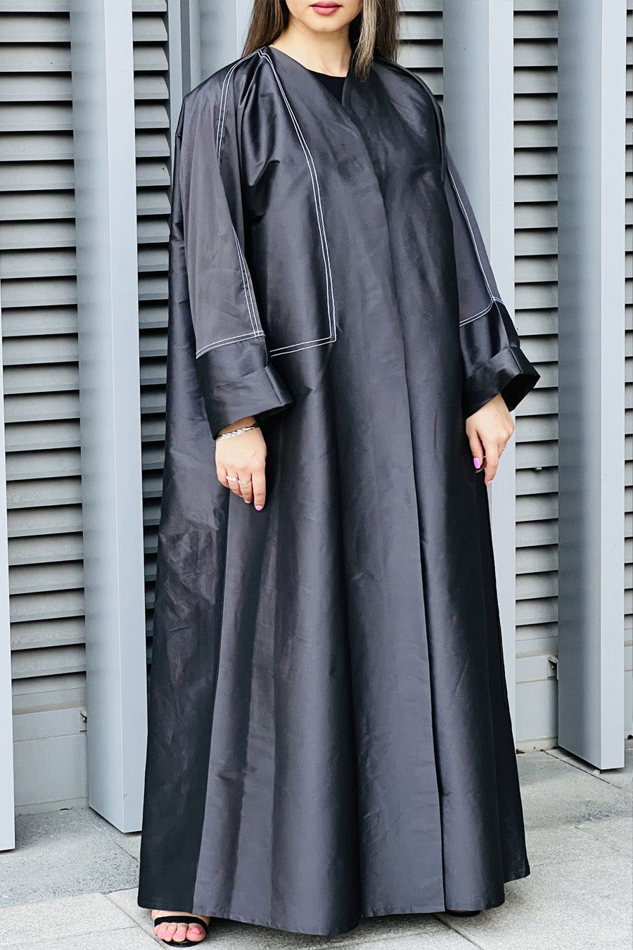 MOiSTREET Black Taffeta Abaya
