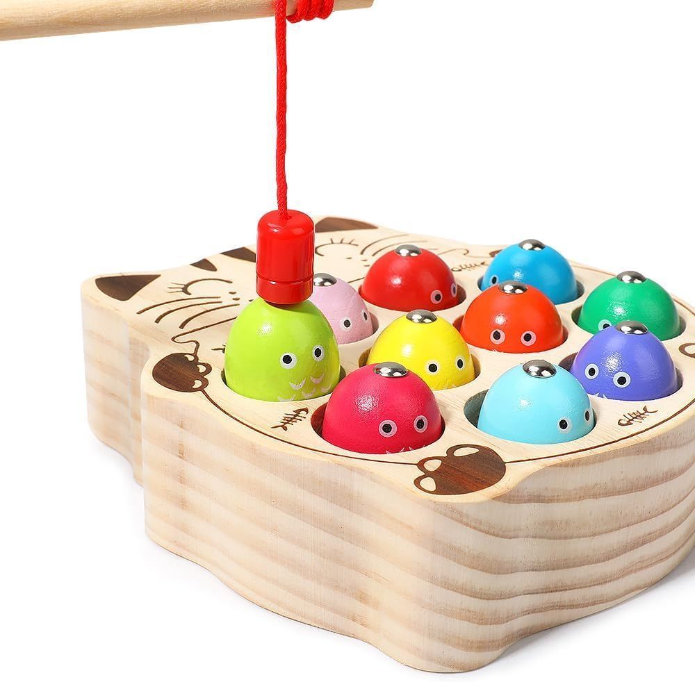 Toddler Montessori Toy Wooden Fishing Game Activity Learning Toy for Kids 1 2 3 Year Old