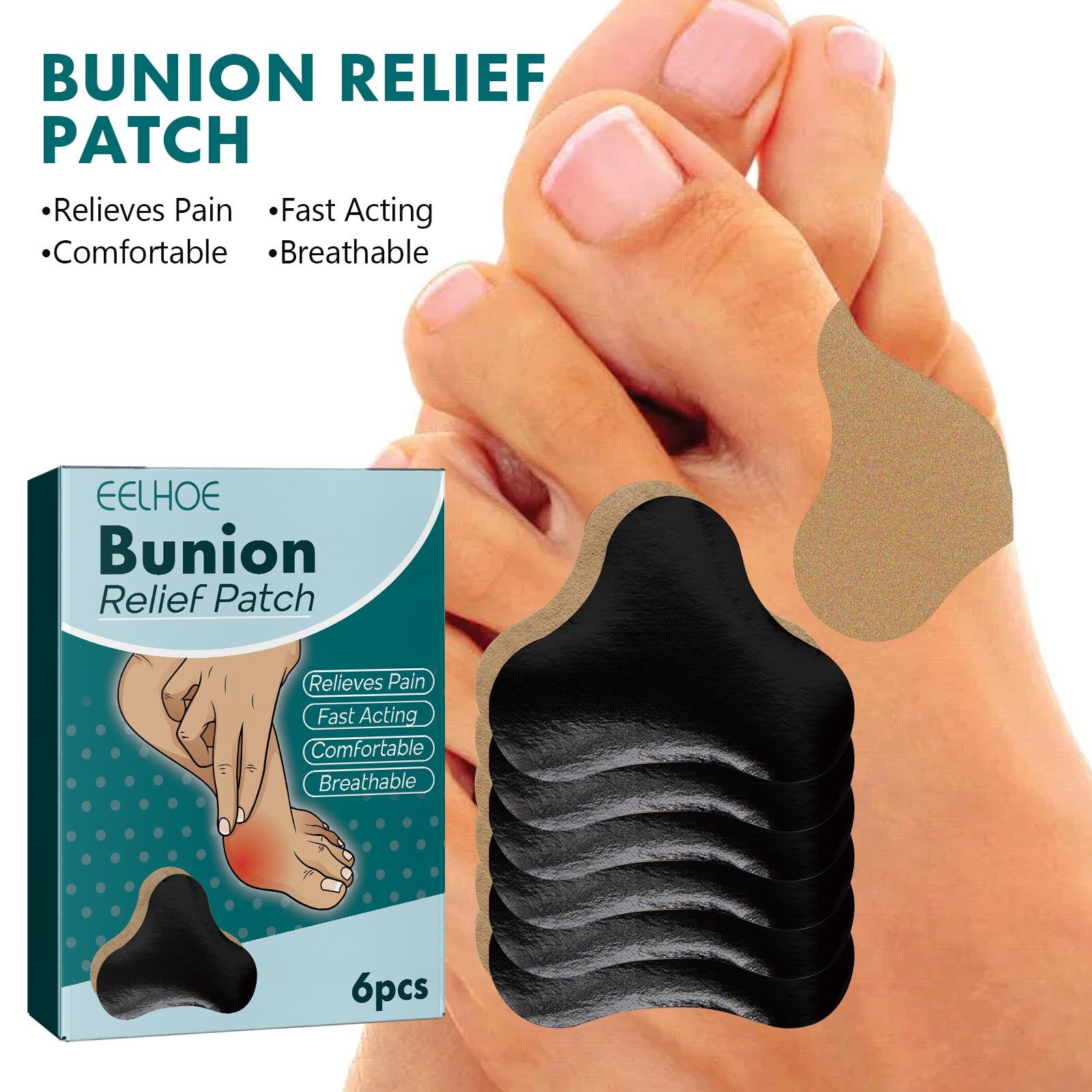 Bunion Patch Relieve Pain and Swelling, Herbal Toe Corrector, Fast Relief ,6pcs