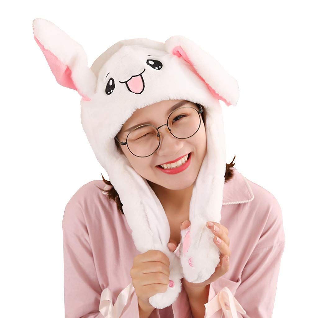 LED Glowing Plush Bunny Funny Hat With Moving Jumping Ears
