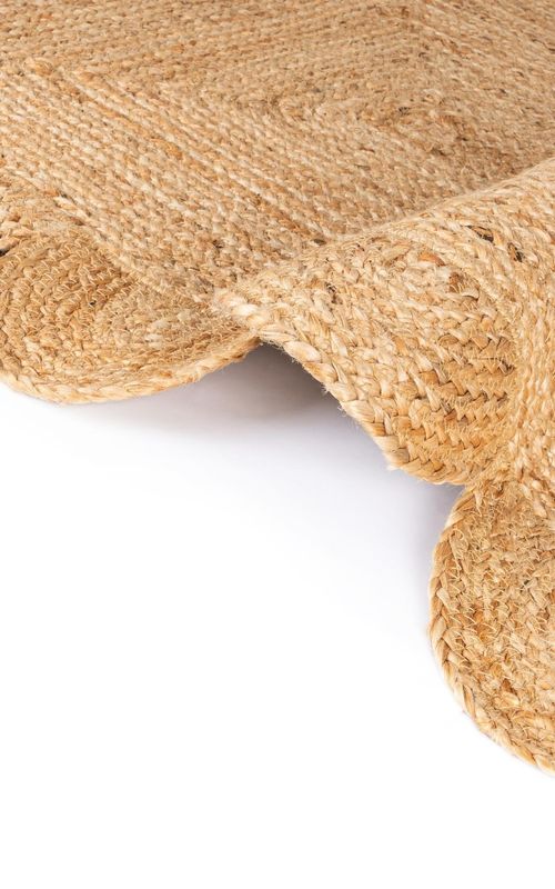 Handmade Scalloped Round Jute Rug – Natural Eco-Friendly Boho Area Rug