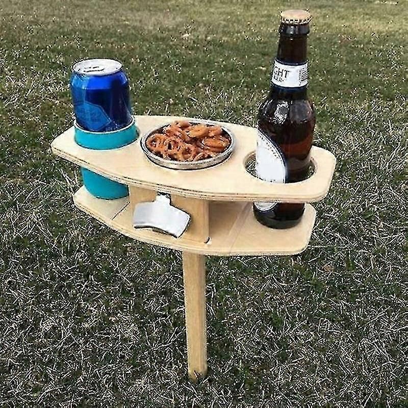 Outdoor Beers Wine Table Collapsible Wooden Portable Table Beers Lover Gift With Foldable Desktop-