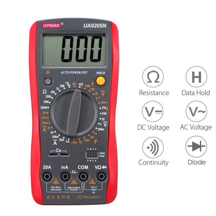 Digital Multimeter Voltmeter Ammeter Capacitance Tester Multi Range Automatic Resistance Meter