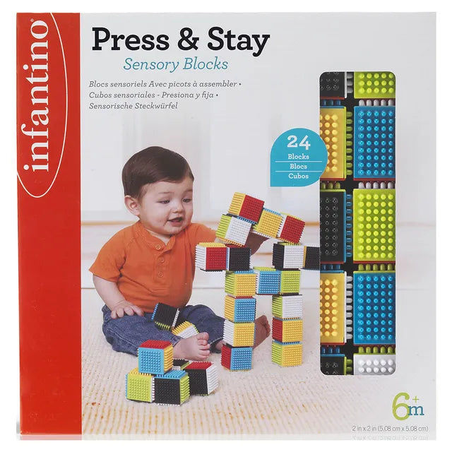 Infantino Baby Press & Stay Sensory Block Activity Toy - 24 Pcs