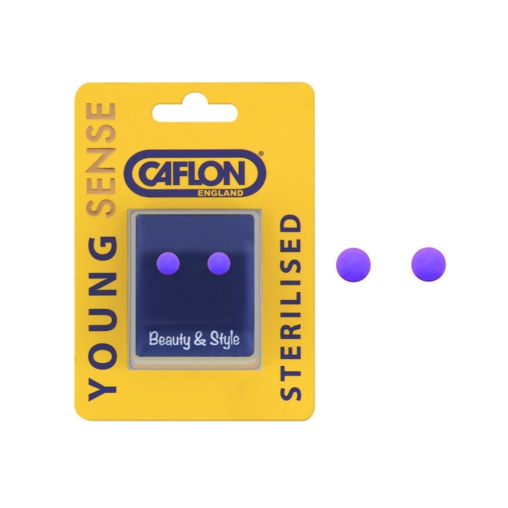 Caflon Young Sense Gold Plated Small Button, Purple Earring
