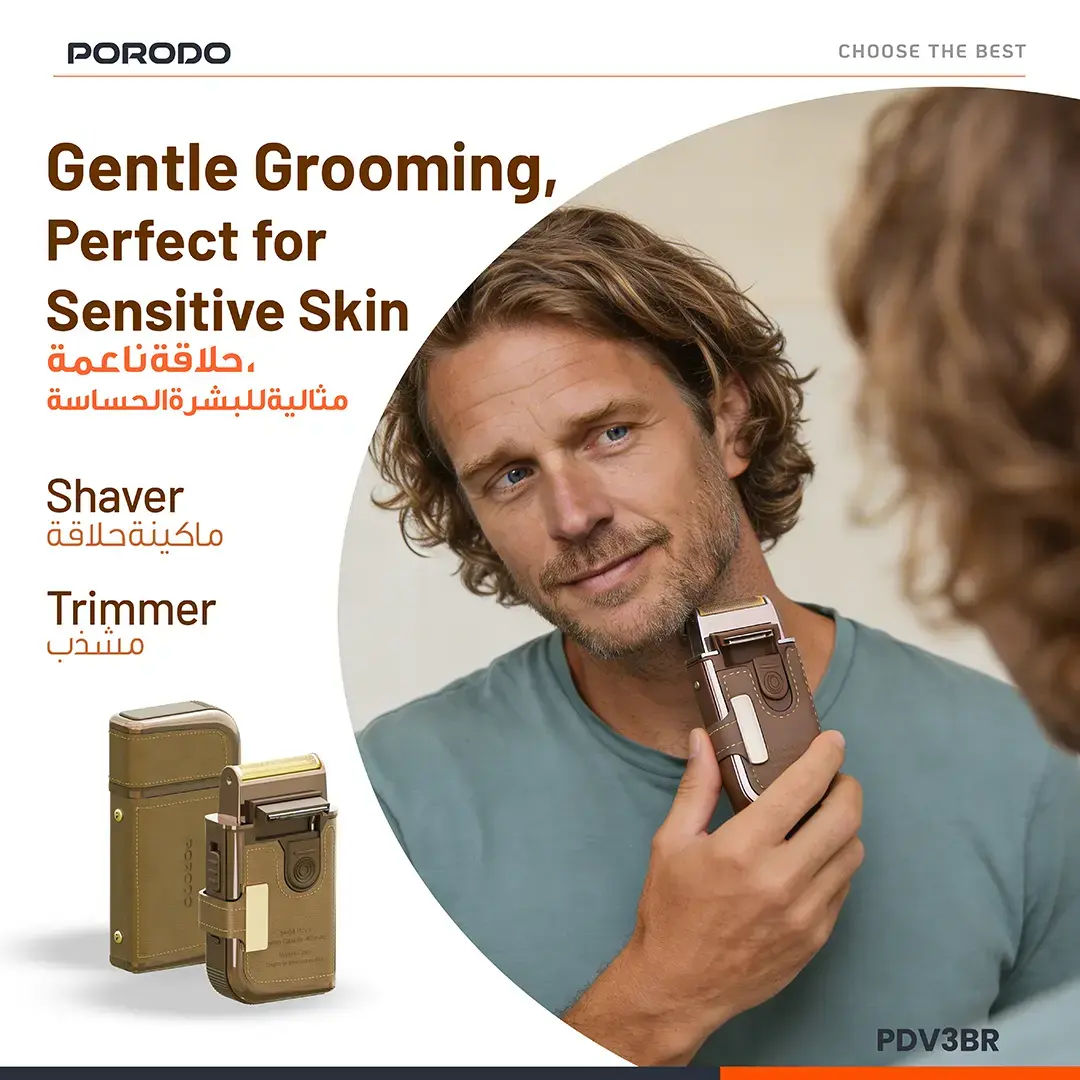 Porodo Clavis Multi-Functional Shaver Kit with Built-In Trimmer & Mirror
